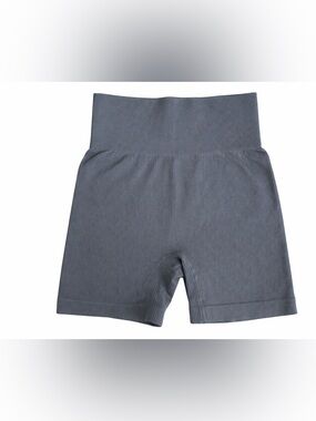 OQQ High-Waist Ribbed Shorts in Slate Gray Medium